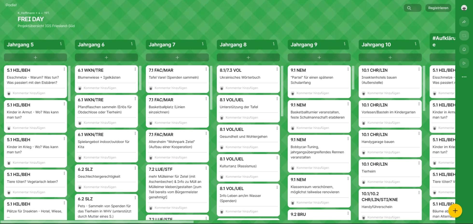 Padlet zum Projekt FreiDay